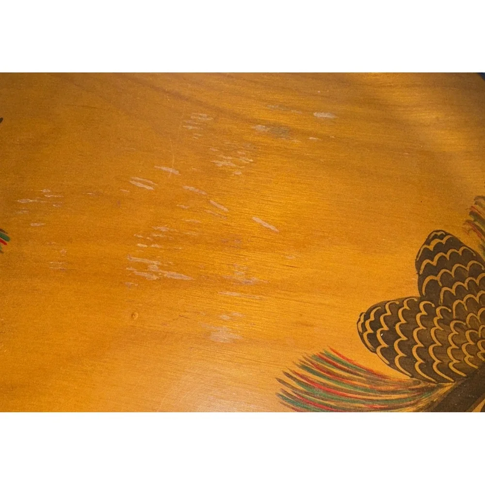 Vtg Wooden Platter Plate Pinecones Round Countrycore Cabincore Rustic 12
